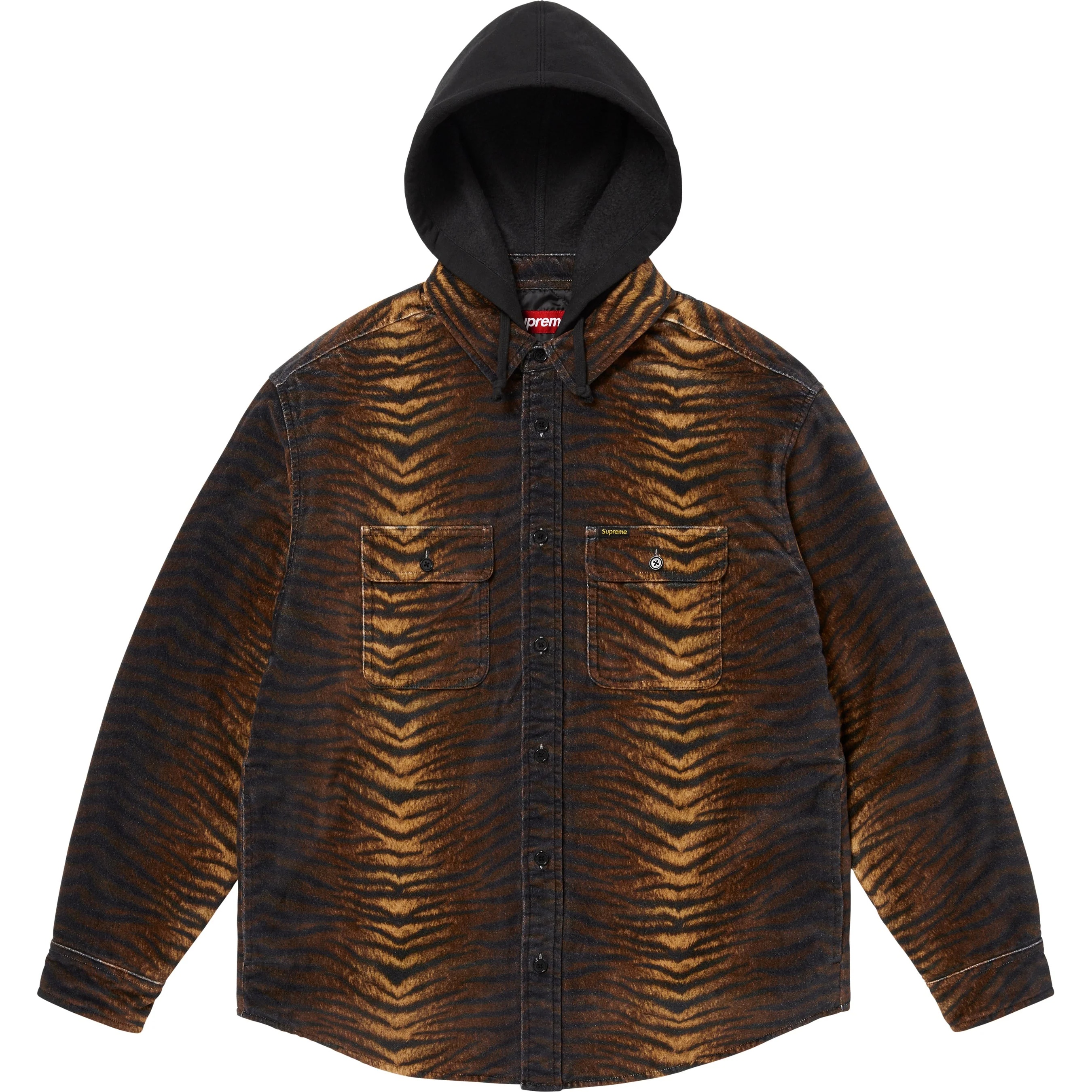 Quilted Lined Hooded Velvet Shirt view 10